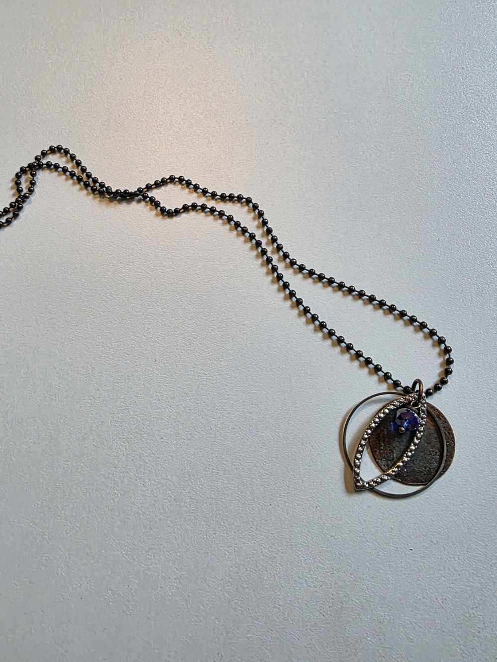 Delicate Blue Glass Trinket Pendant Necklace